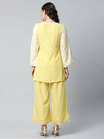 Thumbnail for Ahalyaa Womens Yellow Crepe Printed Top Palazzo Set - Distacart