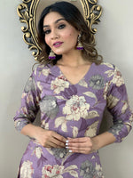 Thumbnail for Kalini Floral Printed V-Neck Kurta with Trousers - Distacart