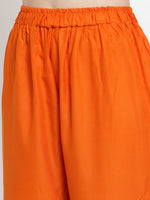 Thumbnail for TAG 7 Women Orange Solid Wide Leg Palazzos