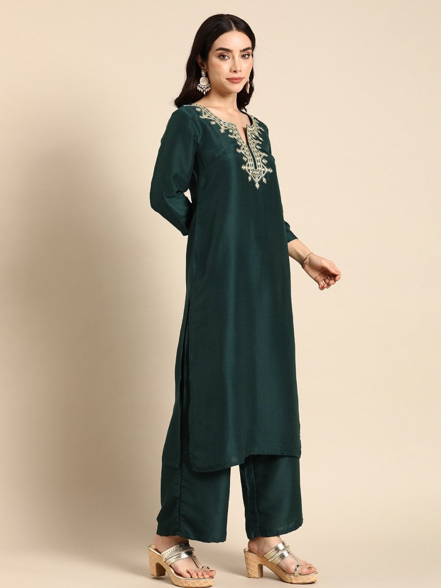 Anouk Yoke Design Regular Thread Work Kurta with Palazzos - Distacart