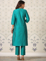 Thumbnail for Ode by House of Pataudi Ethnic Motifs Yoke Design Thread Work Kurta With Trouser - Distacart