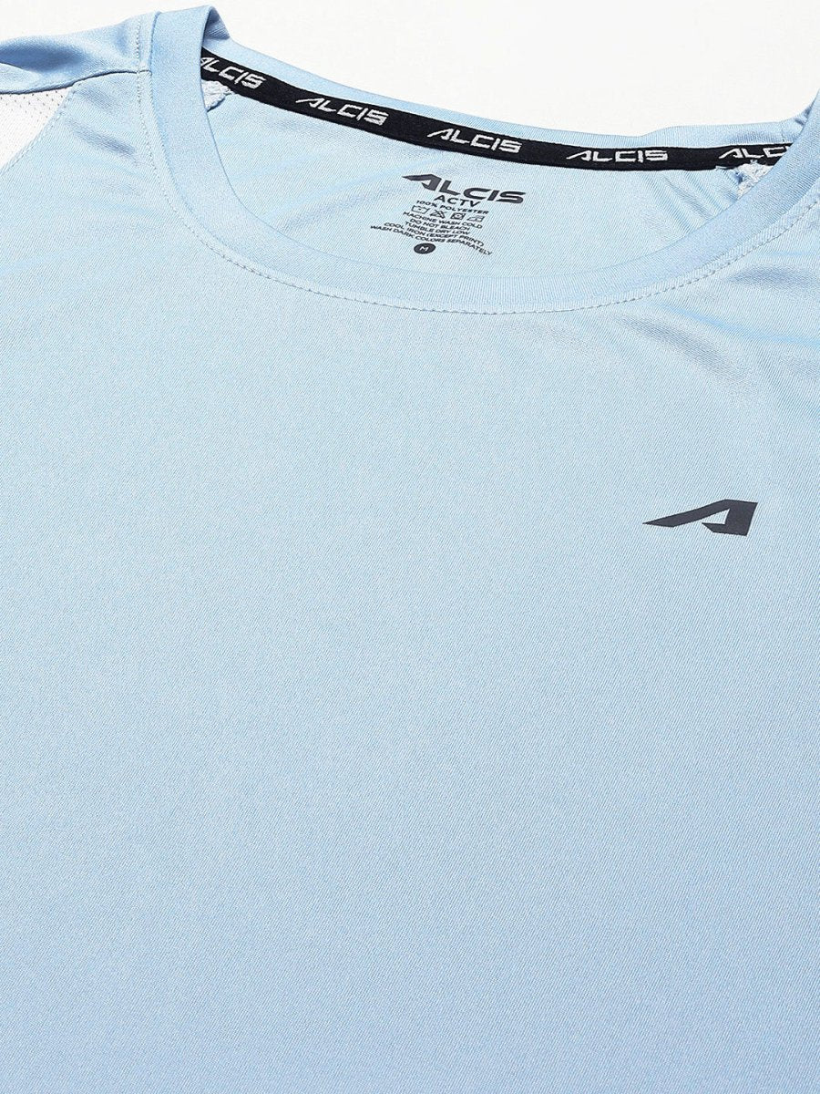 Alcis Men Blue Solid Slim Fit T-shirt - Distacart
