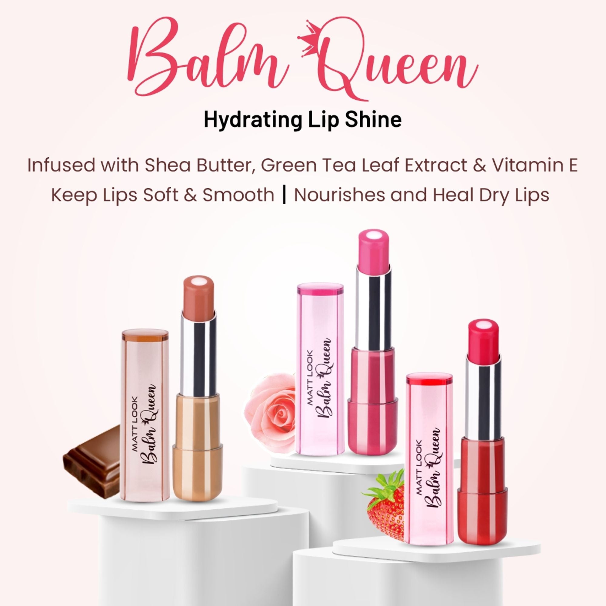 Matt Look Balm Queen Hydrating Lip Balms - Super Strawberry - Distacart