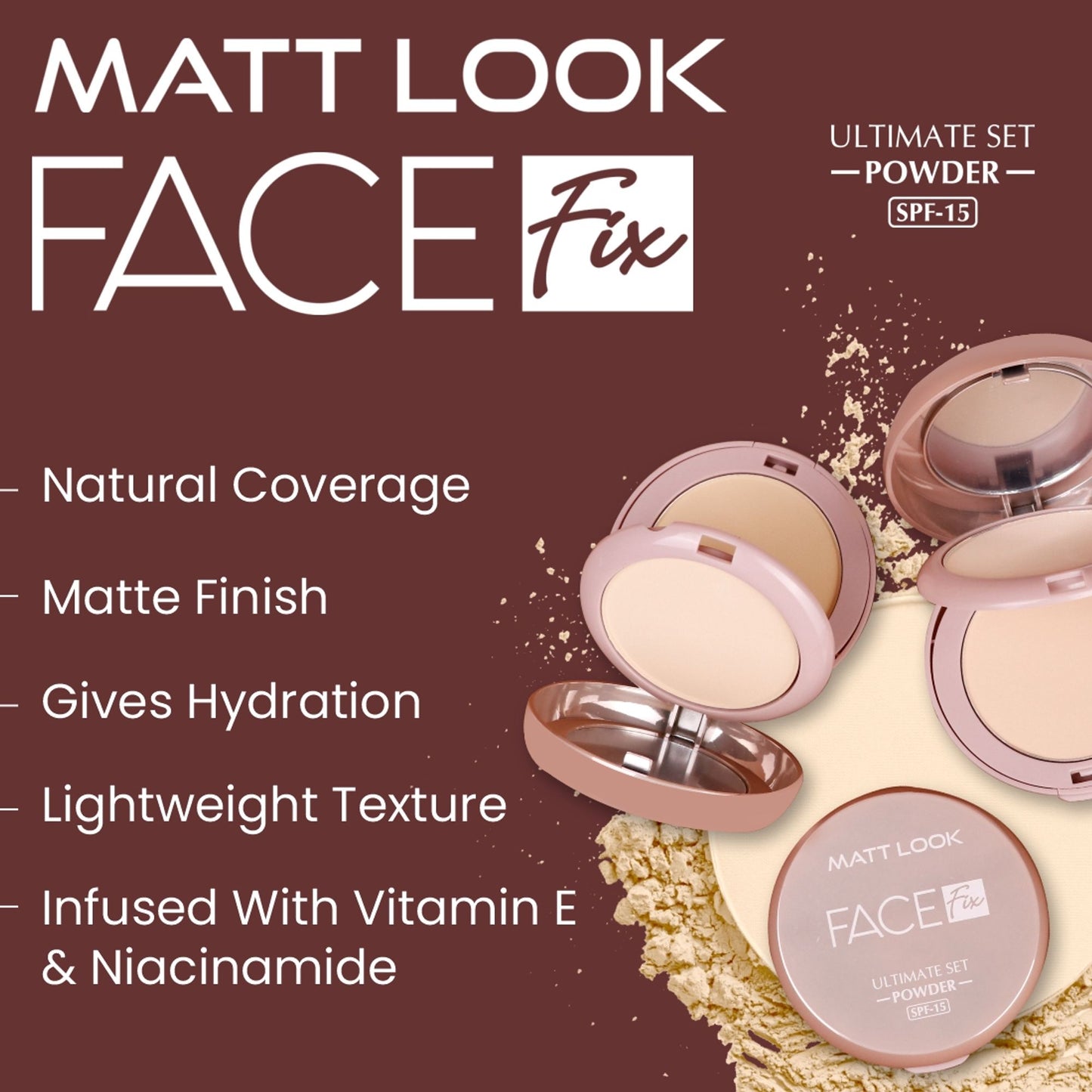 Matt Look Face Fix Ultimate Set Compact Powder - Vanilla Cream - Distacart