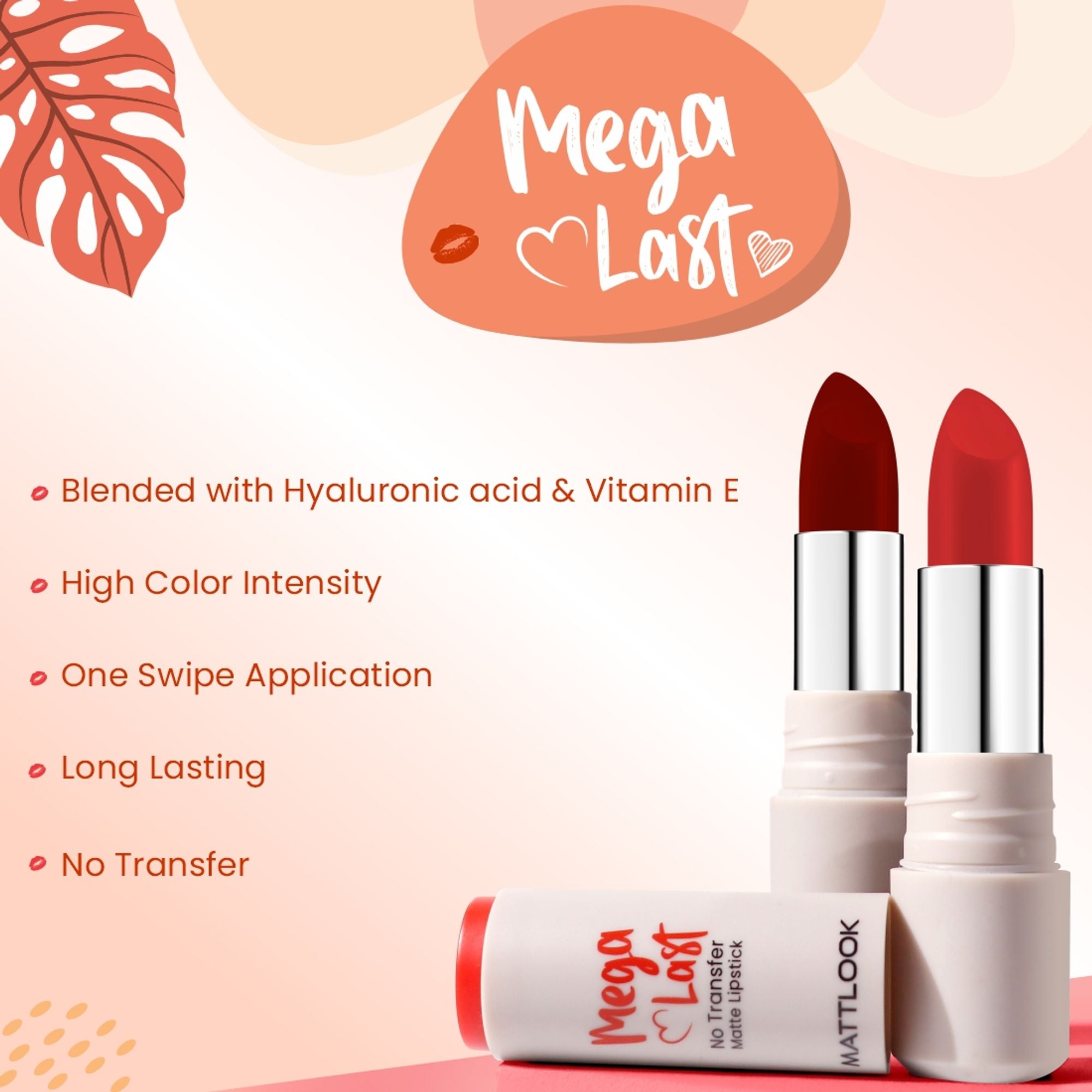 Matt Look Mega Last No Transfer Matte Lipstick - Hollywood Maroon - Distacart