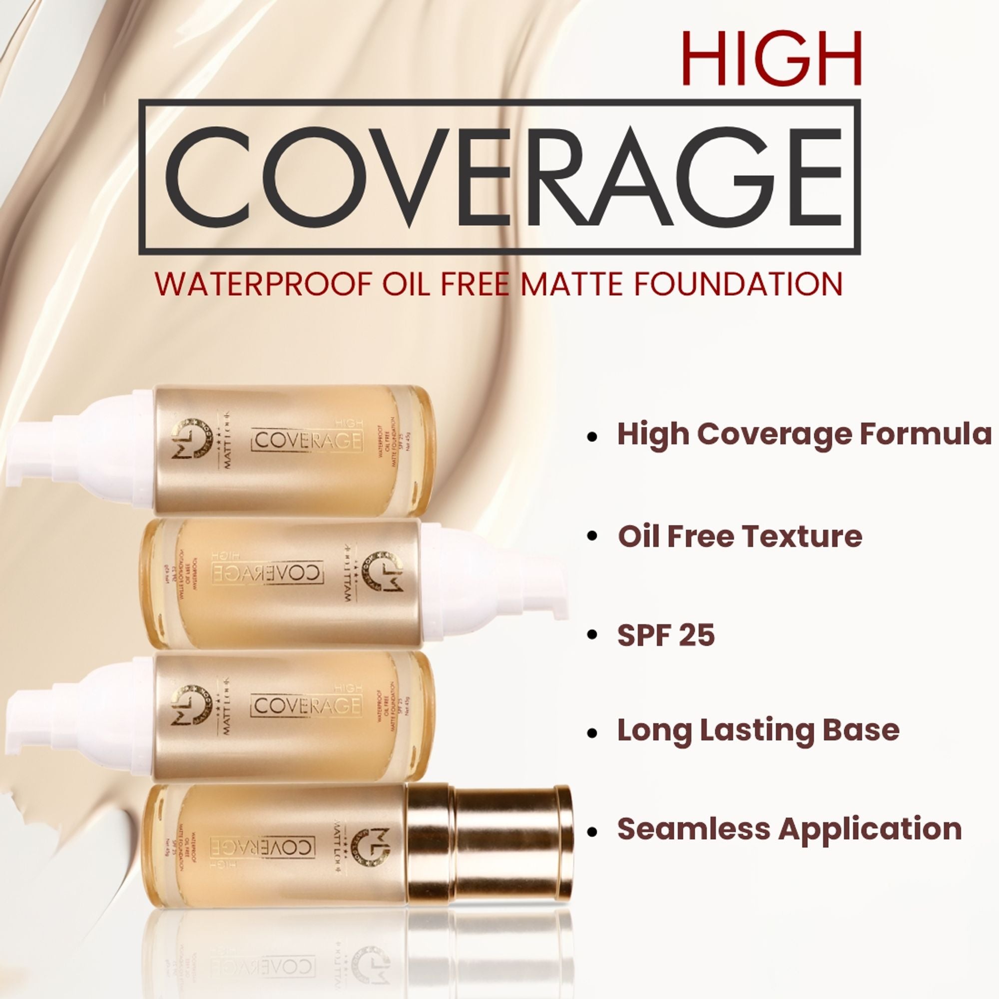 Matt Look High Coverage Foundation - Cream Beige