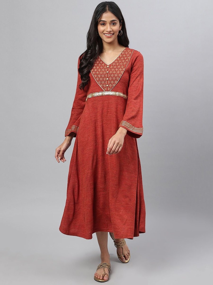 AURELIA Ethnic Motifs Print A-Line Midi Dress - Distacart