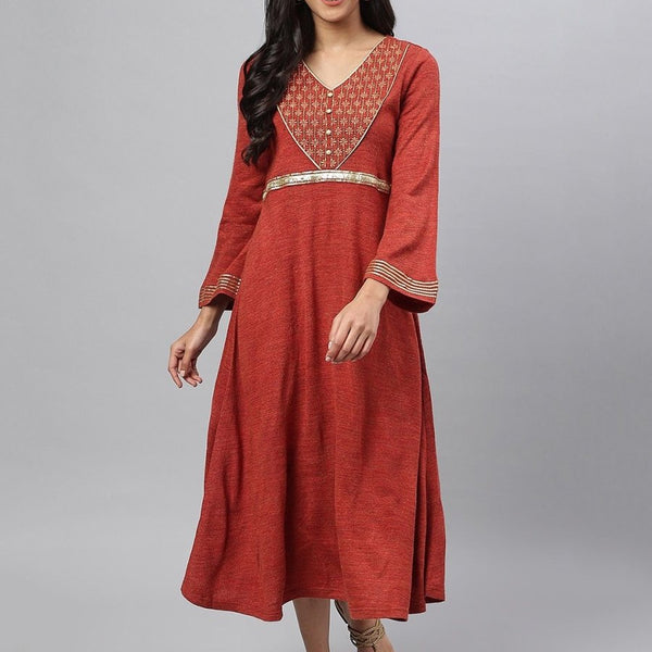 AURELIA Ethnic Motifs Print A-Line Midi Dress - Distacart