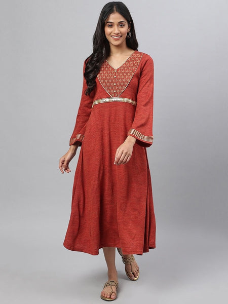 AURELIA Ethnic Motifs Print A-Line Midi Dress