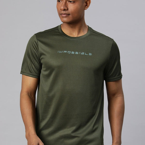 Alcis Men Typography Printed Dry Tech Slim Fit Sports T-shirt - Distacart