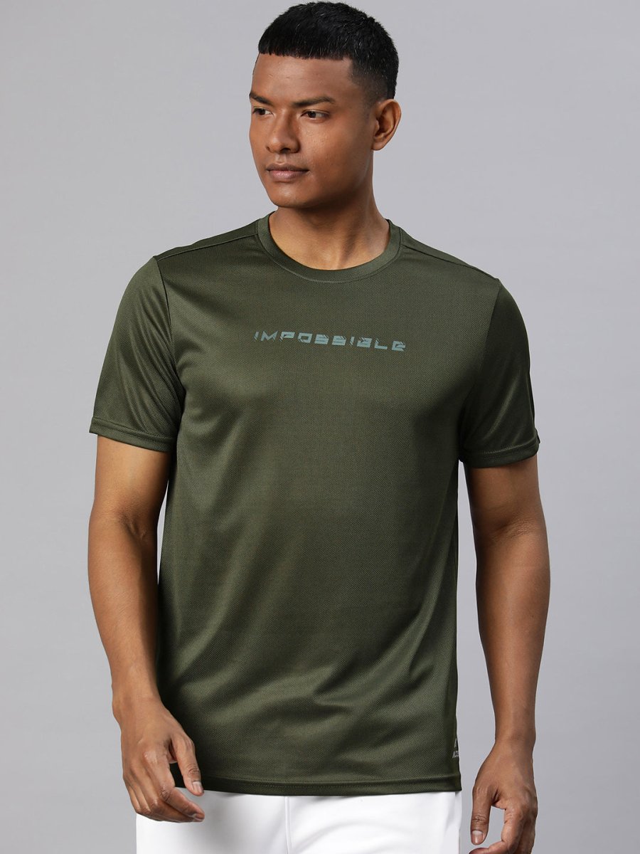 Alcis Men Typography Printed Dry Tech Slim Fit Sports T-shirt - Distacart