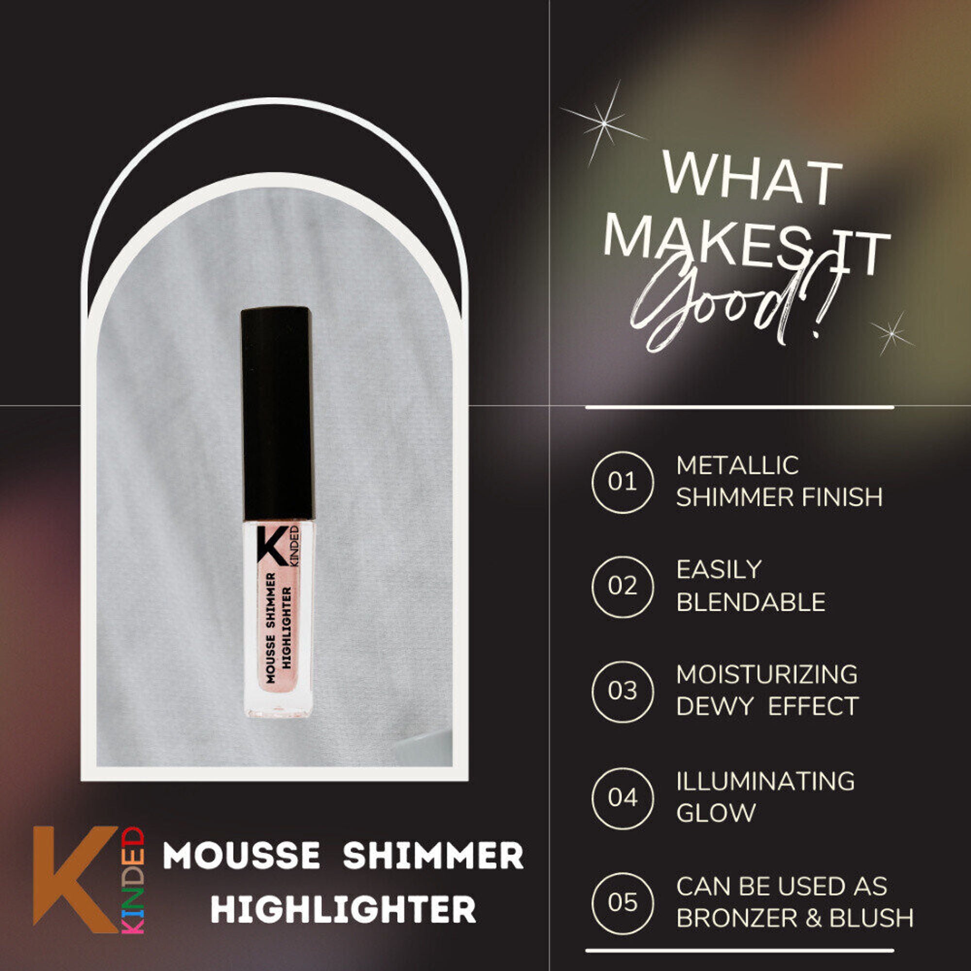 kinded mousse shimmer highlighter pink paradise