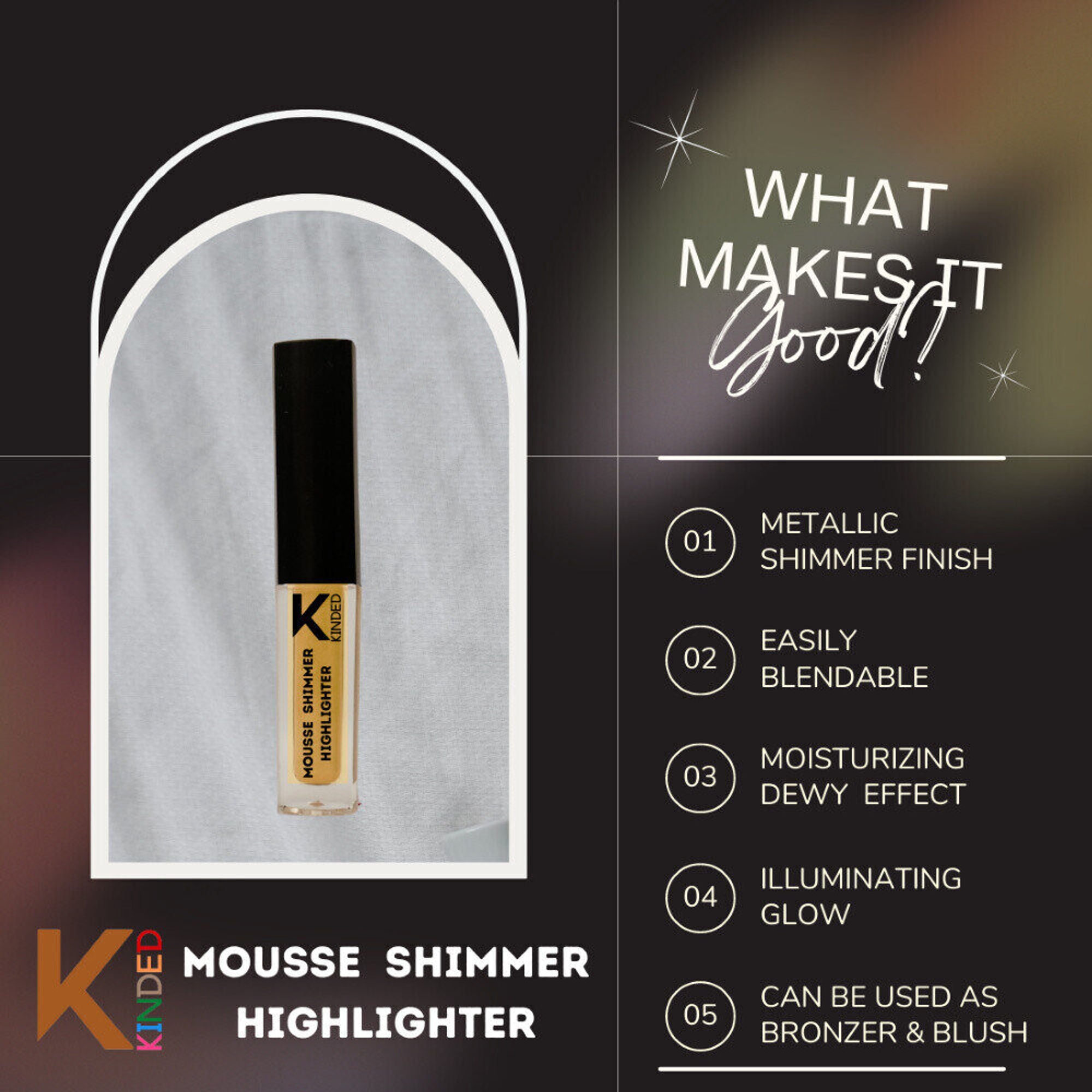 kinded mousse shimmer highlighter golden glaze