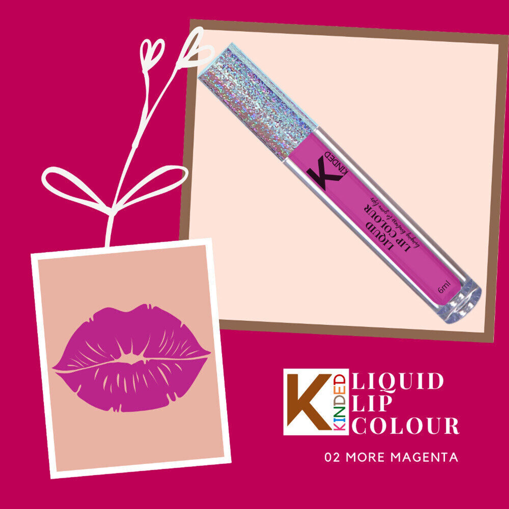 kinded liquid lip colour lipstick lip gloss 02 more magenta