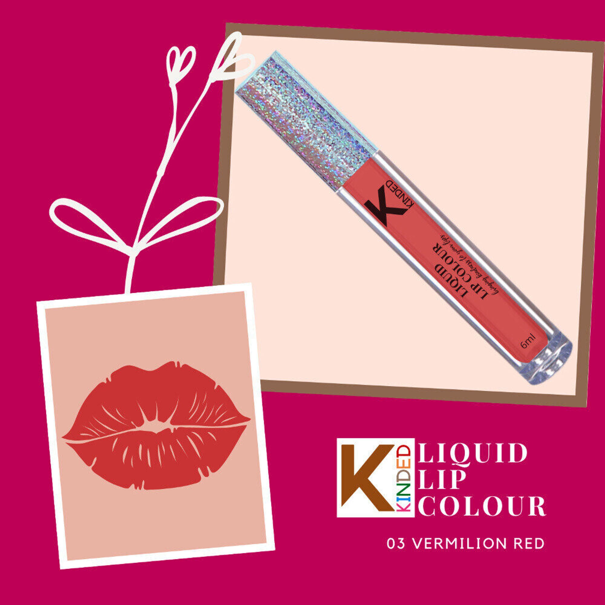 kinded liquid lip colour lipstick lip gloss 03 vermilion red
