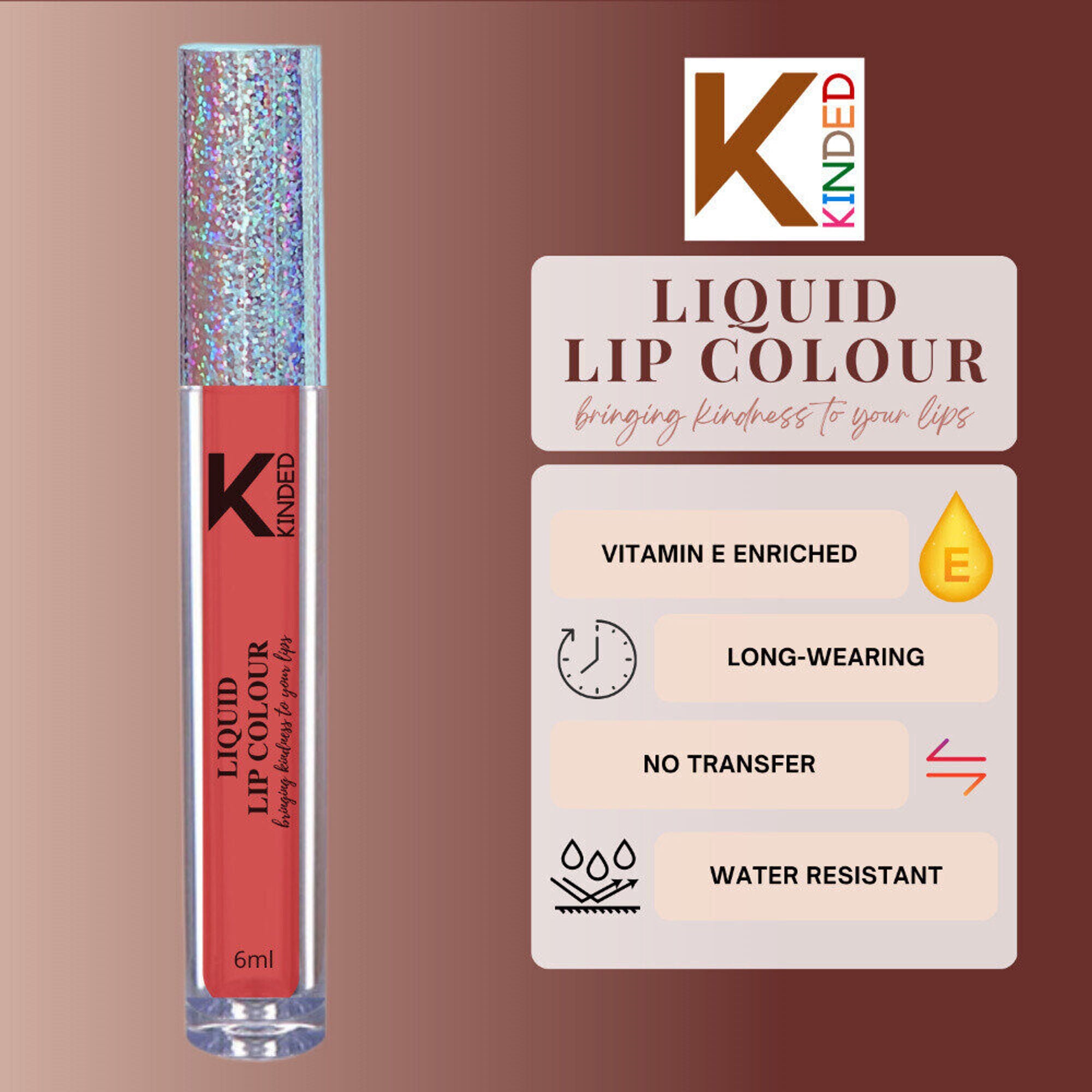 kinded liquid lip colour lipstick lip gloss 03 vermilion red