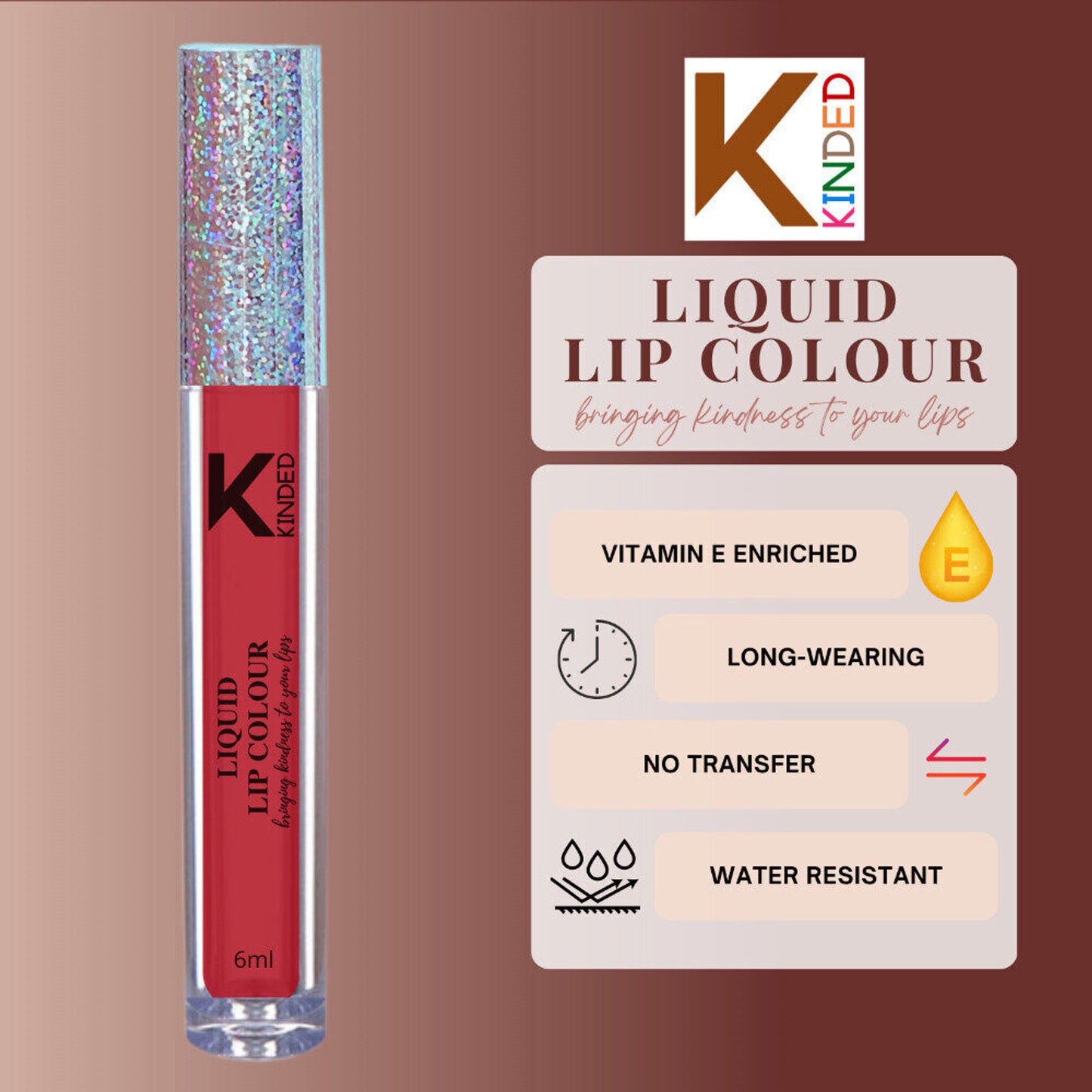 kinded liquid lip colour lipstick lip gloss 04 brick red