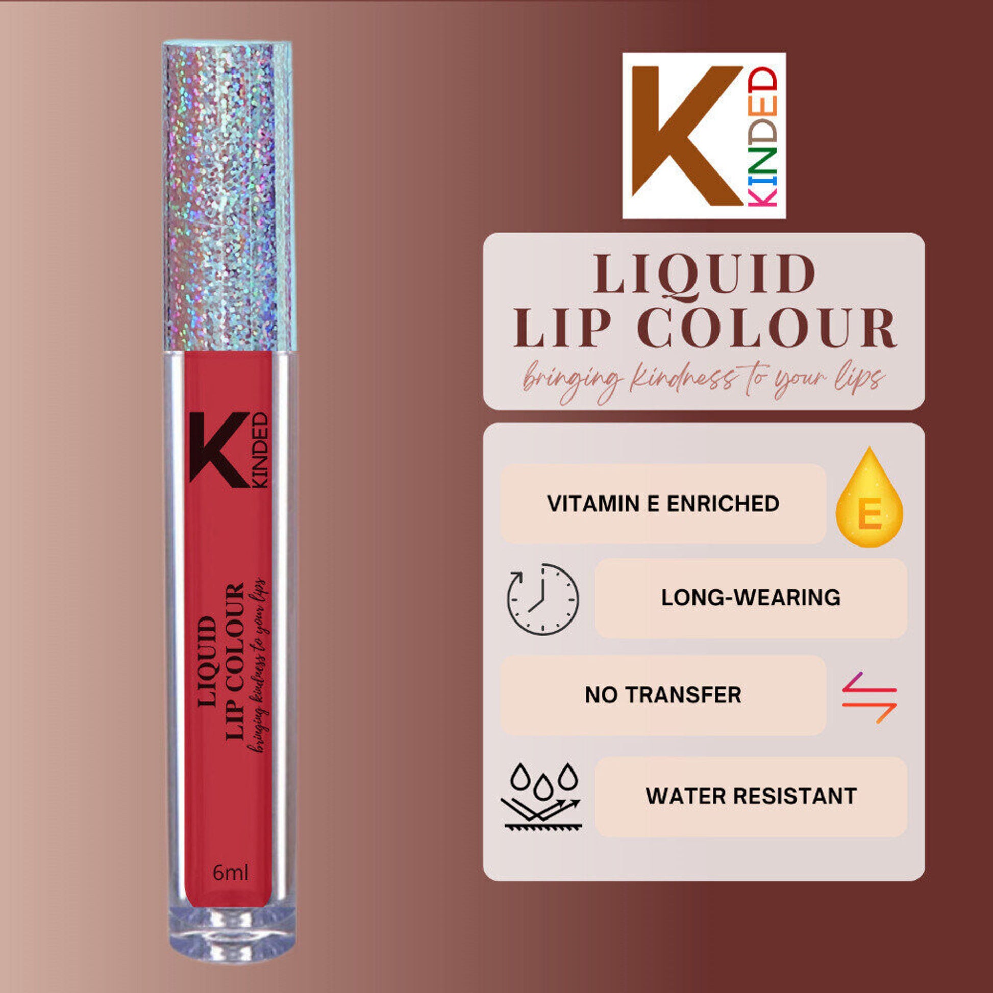 kinded liquid lip colour lipstick lip gloss 04 brick red