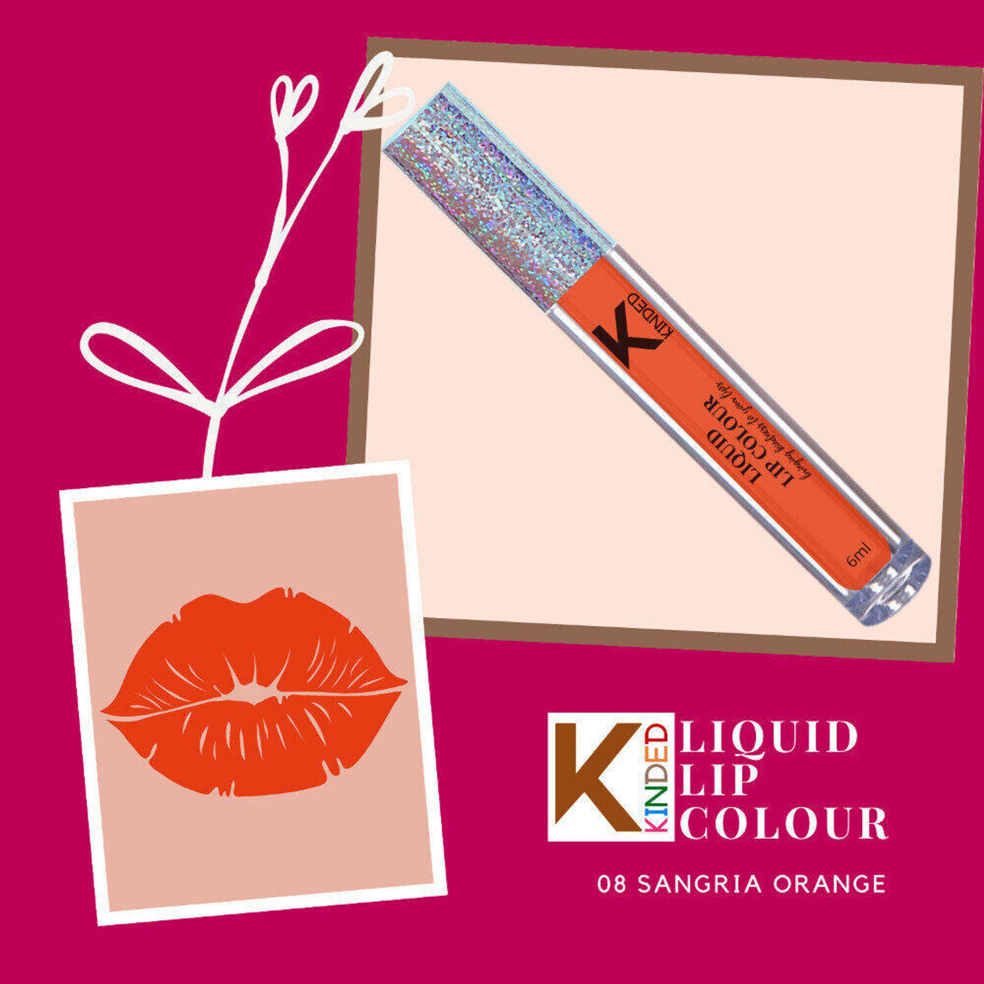 kinded liquid lip colour lipstick lip gloss 08 sangria orange