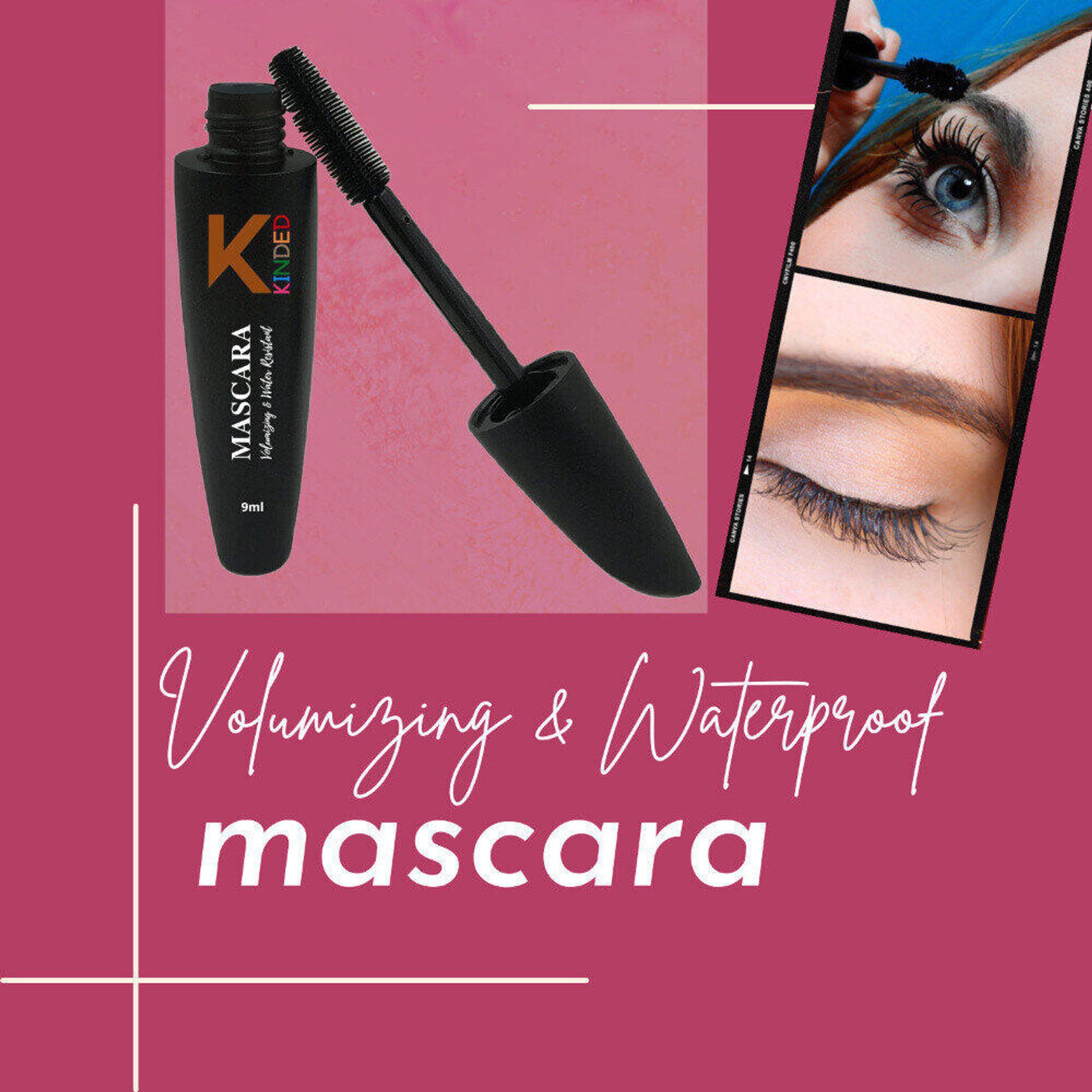 KINDED Volumizing & Waterproof Long Lasting Smudgeproof Mascara   Black