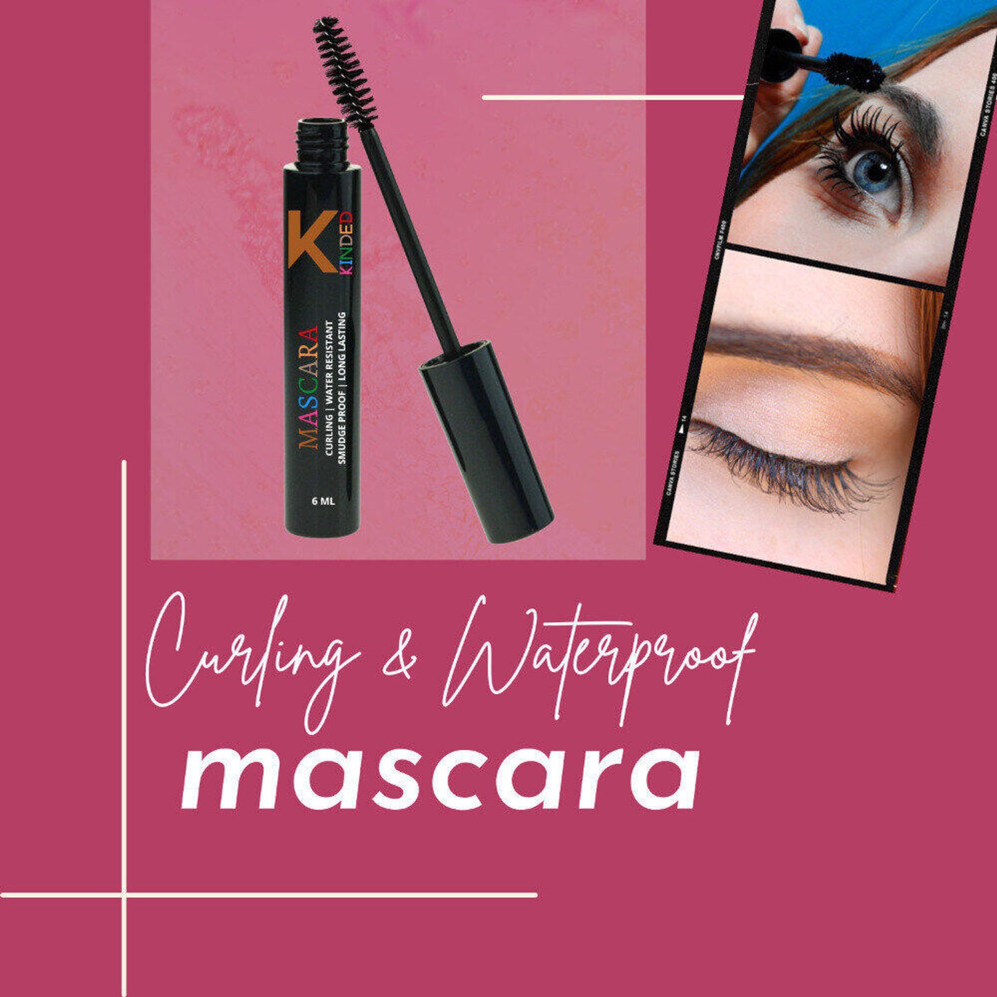 KINDED Curling Waterproof Long Lasting Smudgeproof Mascara   Black