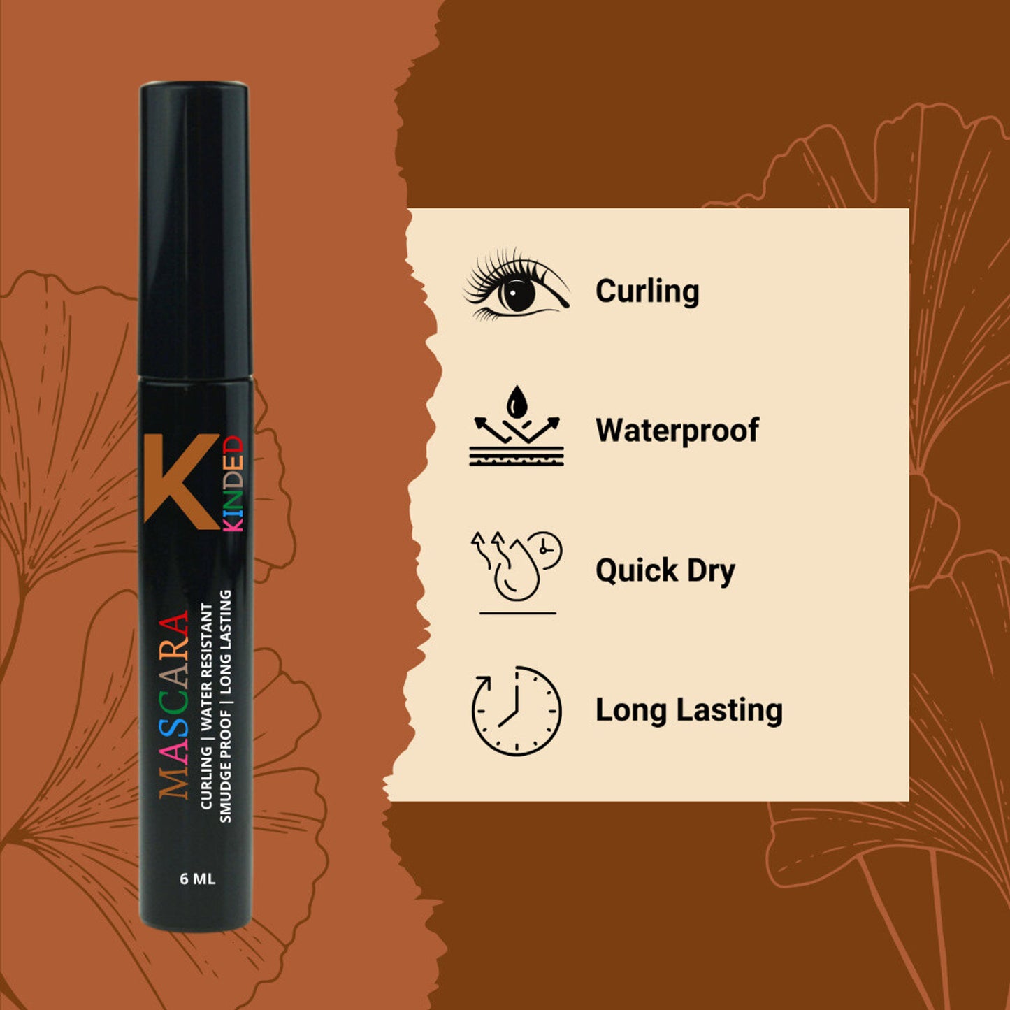 KINDED Curling Waterproof Long Lasting Smudgeproof Mascara   Black