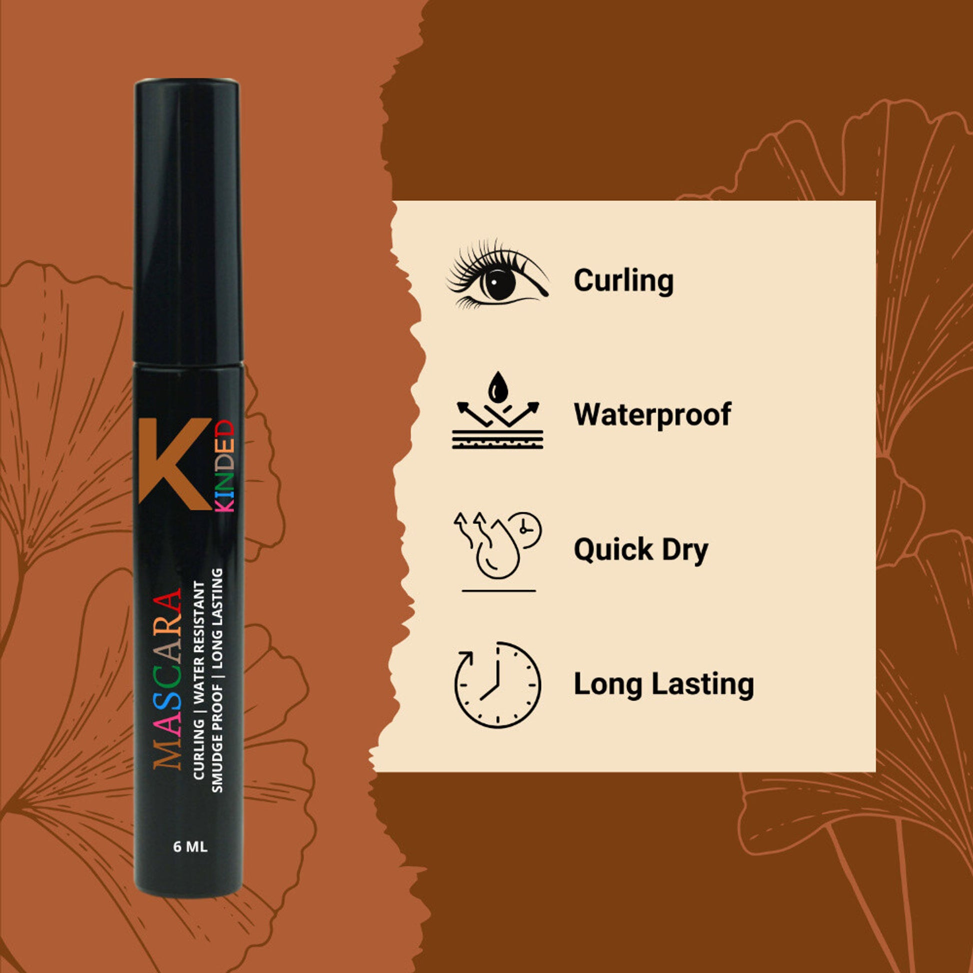 KINDED Curling Waterproof Long Lasting Smudgeproof Mascara   Black