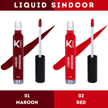 KINDED Maroon & Red Colour Liquid Sindoor Combo   Maroon & Red