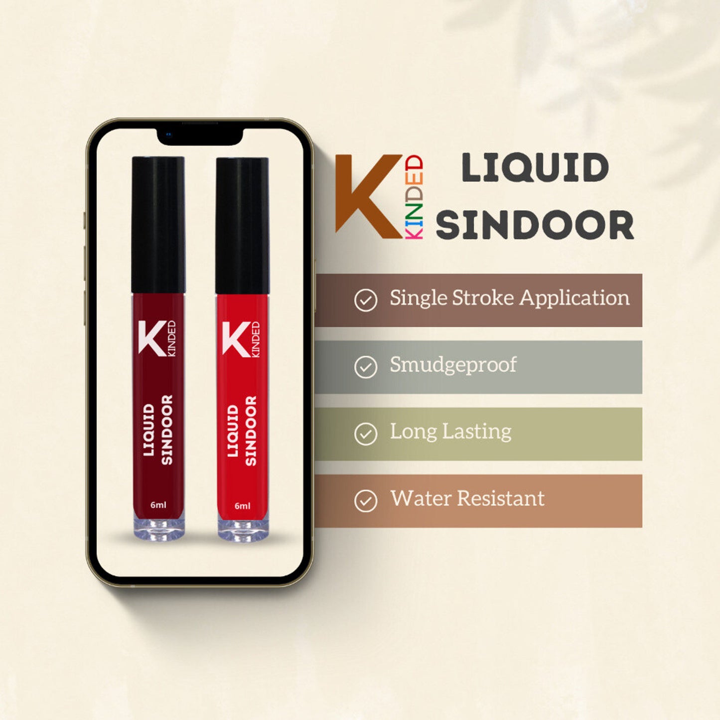 KINDED Maroon & Red Colour Liquid Sindoor Combo   Maroon & Red