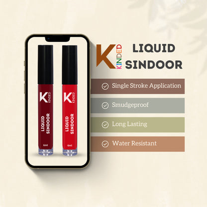 KINDED Maroon & Red Colour Liquid Sindoor Combo   Maroon & Red