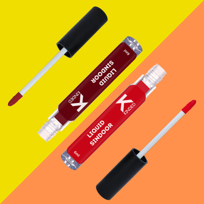 KINDED Maroon & Red Colour Liquid Sindoor Combo   Maroon & Red
