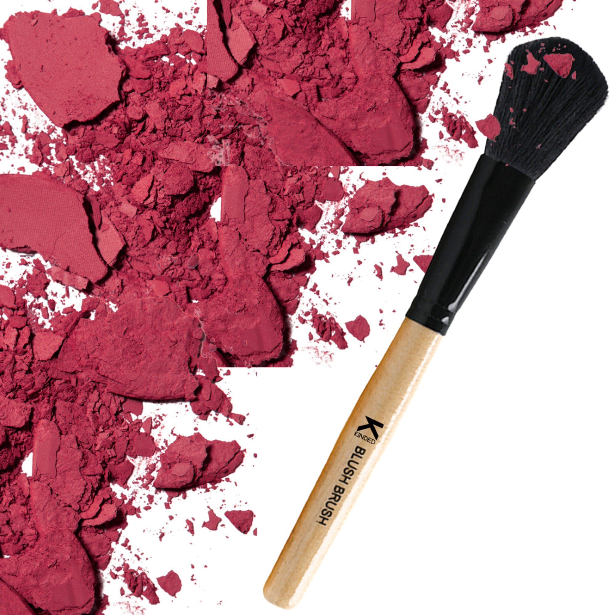 KINDED Professional Natural Wooden Handle Blush Makeup Brush