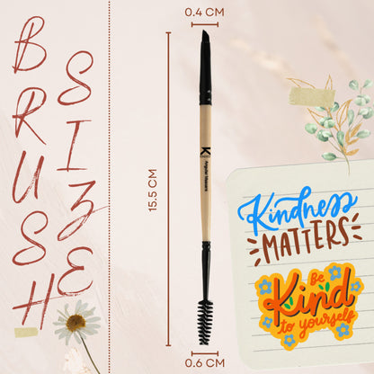 KINDED Professional Natural Wooden Handle 2 in 1 Masaca & Angular Makeup Brush
