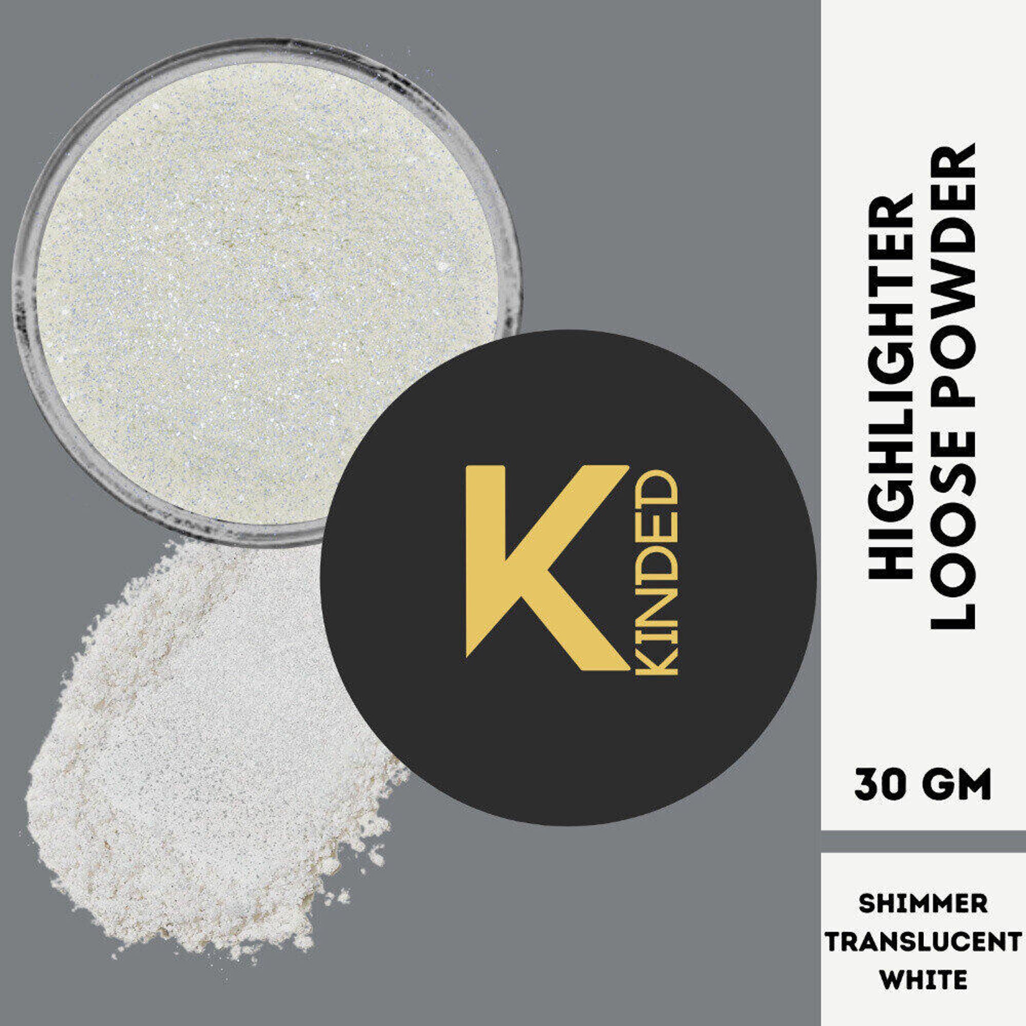 kinded highlighter loose powder shimmer translucent white
