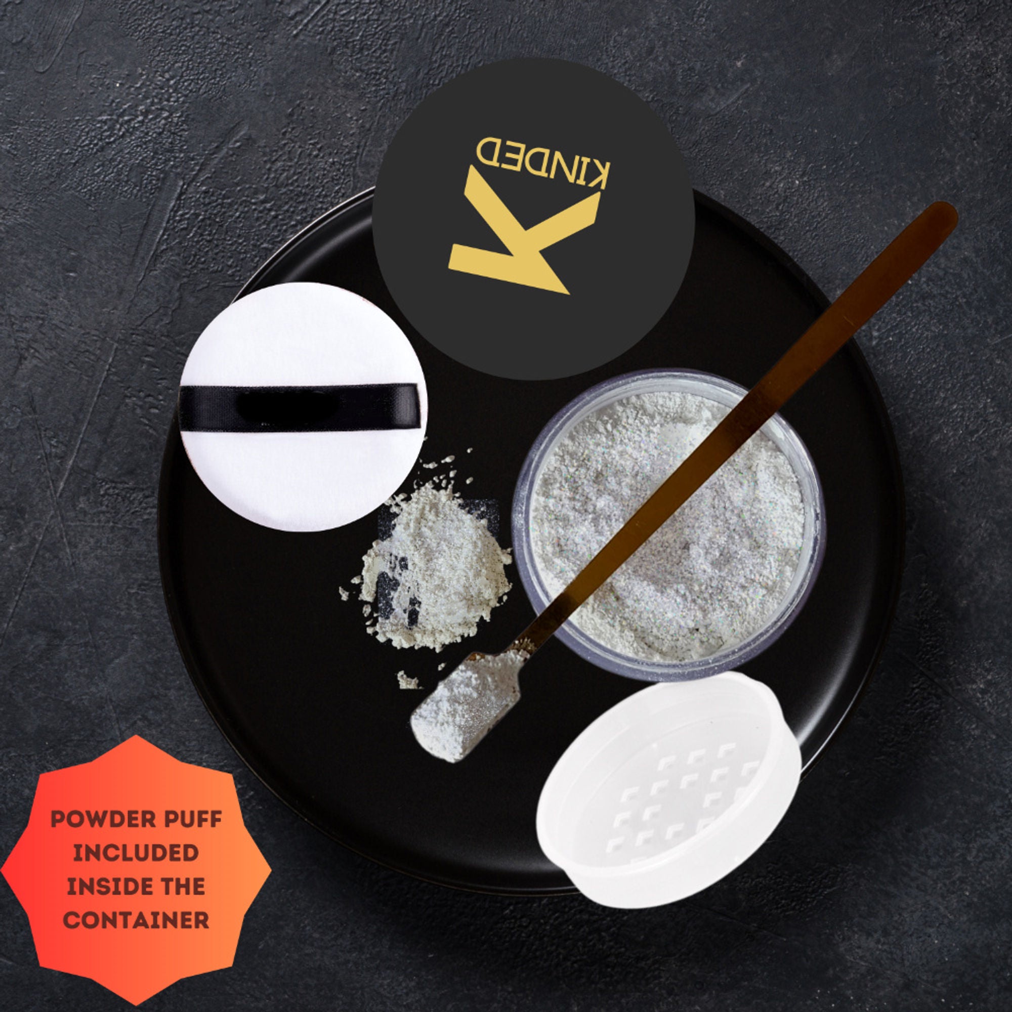 kinded highlighter loose powder shimmer translucent white
