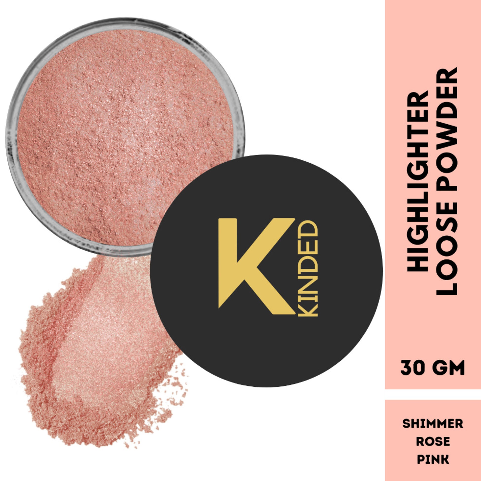 kinded highlighter loose powder shimmer rose pink