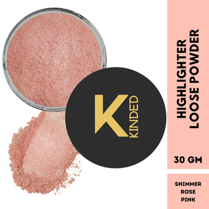 kinded highlighter loose powder shimmer rose pink