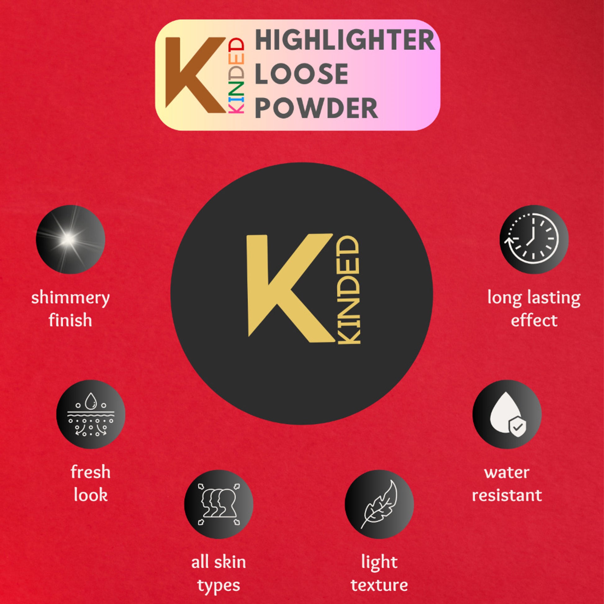 kinded highlighter loose powder shimmer rose pink