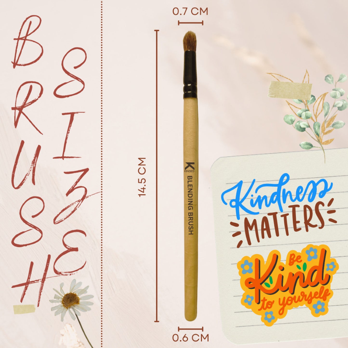 KINDED Professional Natural Wooden Handle Bullet Blending Makeup Brush