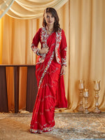 Thumbnail for kasee Ethnic Motifs Kutchi Embroidery Pure Silk Saree - Distacart