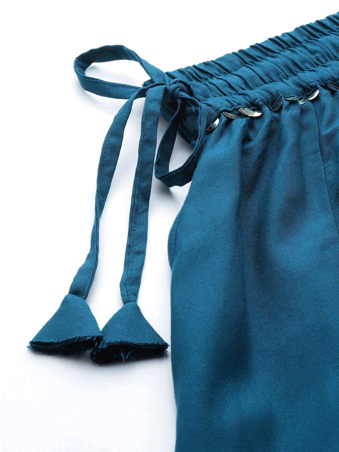 TAG 7 Women Teal Blue Solid Flared Palazzos