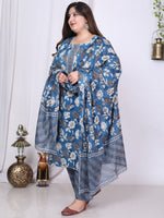 Thumbnail for Swasti Floral Printed Regular Sequinned Pure Cotton Kurta with Trousers & Dupatta - Distacart
