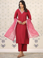 Thumbnail for Ode by House of Pataudi Women Ethnic Motifs Yoke Design Regular Thread Work Kurta with Trousers & With - Distacart