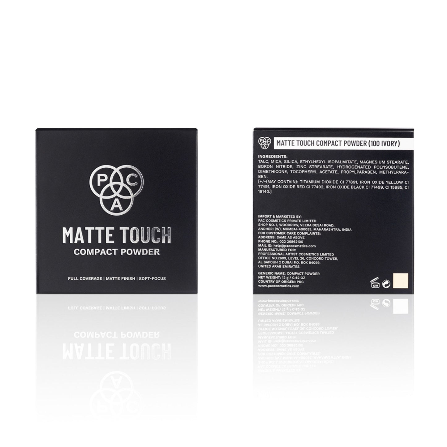PAC Studio Matte Touch Compact Powder - 100 Ivory - Distacart