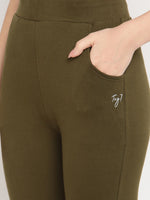 Thumbnail for TAG 7 Women Pack Of 2 Olive and Pink Solid Comfort Fit Ankle-Length Leggings - Distacart