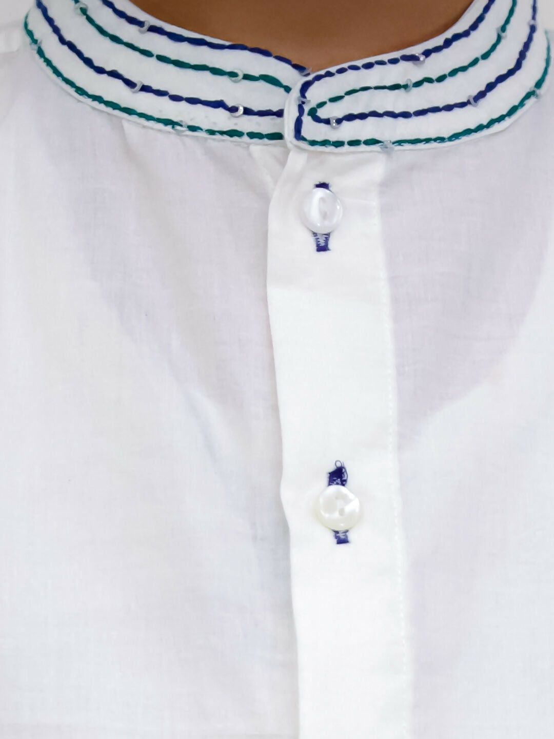 Lil Drama Shor-Gul White Kurta Pyjama Set For Boys