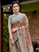 Thumbnail for Astita Linen Brown Saree