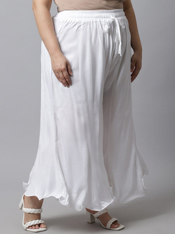 TAG 7 Women White Plus Size Flared Ethnic Palazzos - Distacart