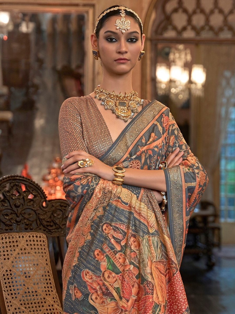 Anouk Ethnic Motifs Printed Beads & Stones Banarasi Saree - Distacart