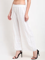 Thumbnail for TAG 7 Women White Embroidered Flared Ethnic Palazzos - Distacart